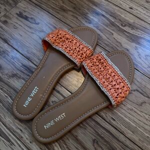 Nine West Woven Orange and Brown Sandals